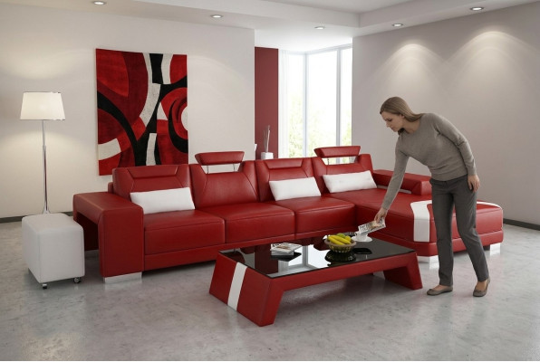 Ontwerper Bank Bank Hoekbank met krukje Bekledingsset Woongroep L-vormig