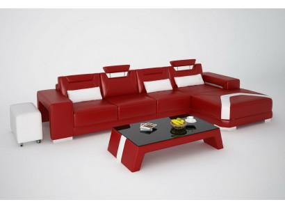 Set meubels woonkamer compleet 3-delig. Hoekbank Sofa Poef Tafel