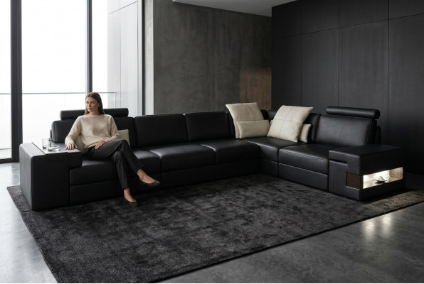 Leren bank Bank Moderne bekleding Leer Ontwerp Hoekbank Bank Textiel