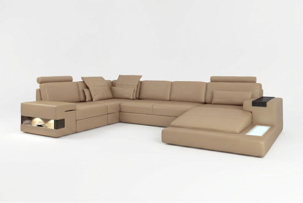 U-vormig bankstel bank bekleding inrichting woonlandschap hoekbank design leer