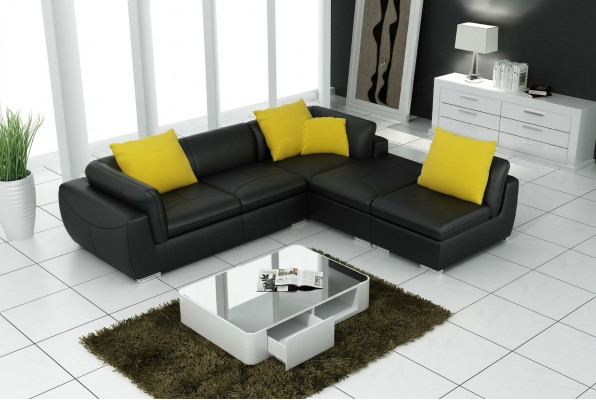 Leren hoekbank L-vorm bank woonlandschap hoekbank set decor ontwerp modern.   Leerhoekbank L-vorm bankwoonlandschap hoekbankset decorontwerp modern.