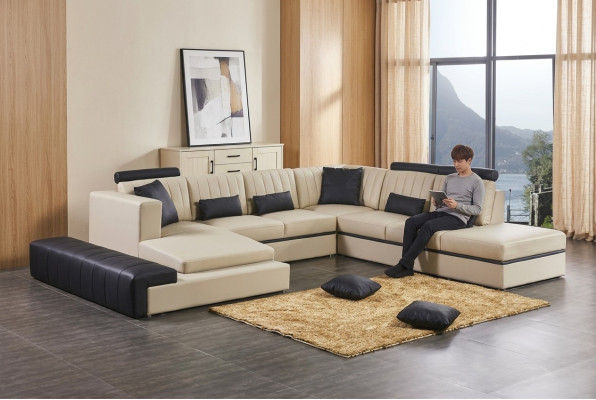 Leder Moderne Bank Woonlandschap Leren Bankstel Bank U-Vorm