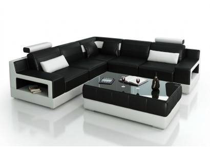 Designer set Bank Bank hoekbank met poef woonlandschap bekleding