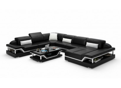 Designer Bank Bank Hoekbank met voetenbankje Bekleding set Woonlandschap U-vorm