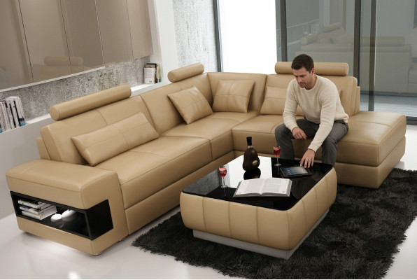 Hoekbank L-vorm Bank Bank Bekleding Hoekbanken Woonlandschap Leren Bank