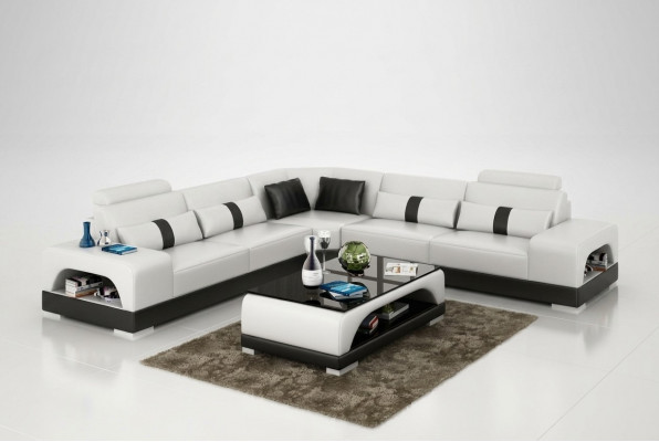 Bank hoekbank lederen woonlandschap set design decoratie modern bankstel L-vorm