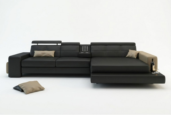 Garnituur Designer Bank Bank Hoekbank met voetenbank Woonlandschap Bekleding
