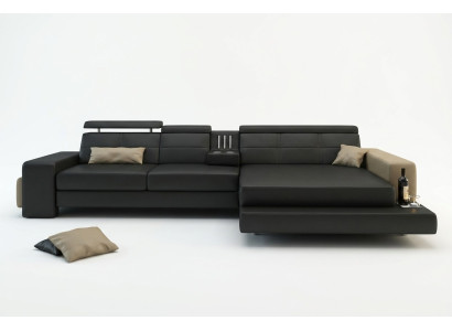 Garnituur Designer Bank Bank Hoekbank met voetenbank Woonlandschap Bekleding