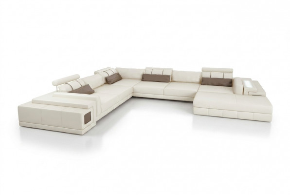 Leren bank U-vorm bank woonlandschap hoekbank set design modern bank nieuw