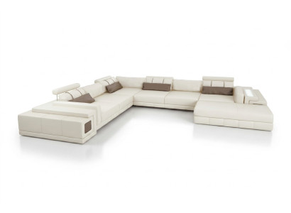Leren bank U-vorm bank woonlandschap hoekbank set design modern bank nieuw
