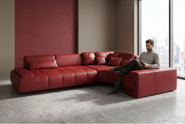 Leder Moderne Bank Woonkamer Leren bank Decoratie Bankstel Bank L-Vorm