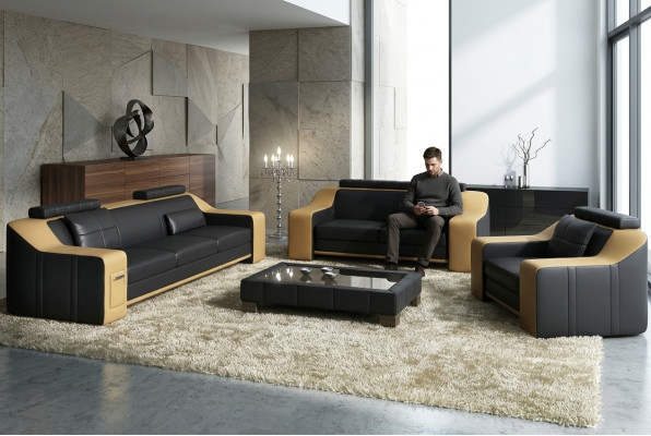 Leren bankbank woonlandschap 3+2+1 zits bankstel Moderne bankstellen nieuw