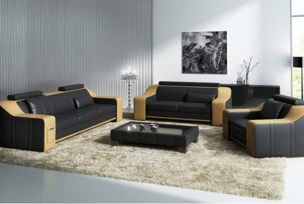 Leren bankbank woonlandschap 3+2+1 zits bankstel Moderne bankstellen nieuw