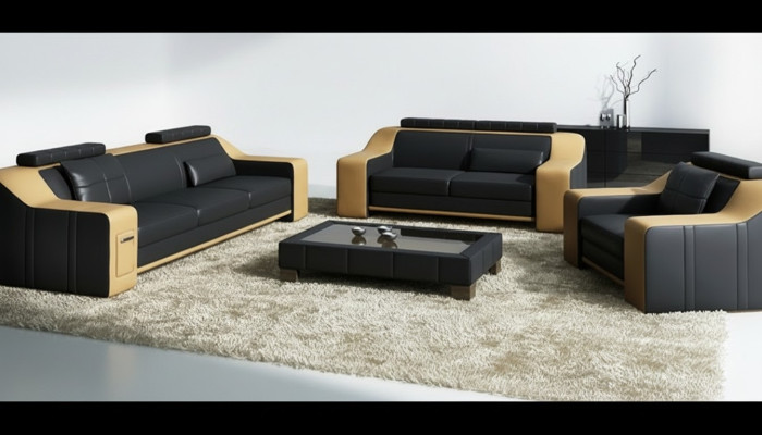Leren bank Bank Bankstel Sets Ontwerpen Moderne Bank 3+1+1 Zits