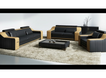 Leren bank Bank Bankstel Sets Ontwerpen Moderne Bank 3+1+1 Zits