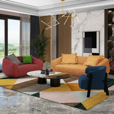 Luxueuze textiel bankstel design bankstel set van 3+1+1 zits bankstel woonkamer nieuw
