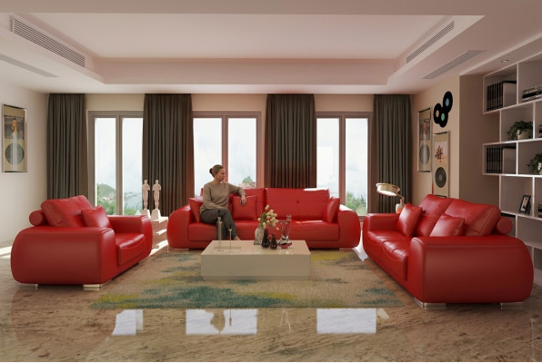 Sofa set Leren bank Bankstellen Design Moderne Bank 3+1+1 zits