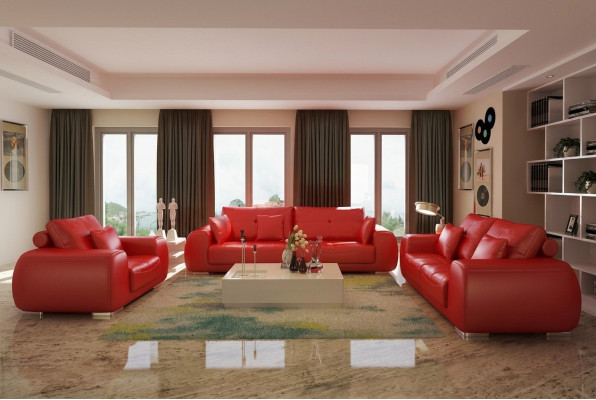 Sofa set Leren bank Bankstellen Design Moderne Bank 3+1+1 zits
