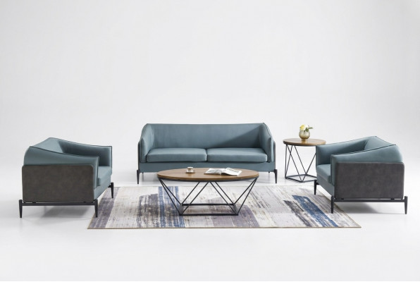Luxe 3+1+1 bankstel in moderne designstijl met stoffen bekleding.
