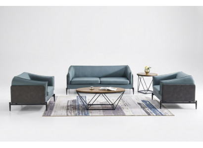 Luxe 3+1+1 bankstel in moderne designstijl met stoffen bekleding.