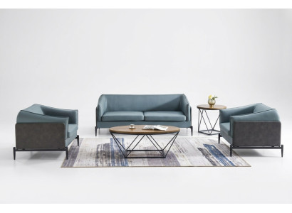 Luxe 3+1+1 bankstel in moderne designstijl met stoffen bekleding.