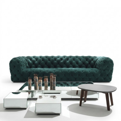 Luxe Chesterfield fluwelen velours driezits stoffen bankstellen.