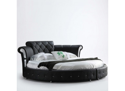 Luxueus Chesterfield bed ontwerp Ronde bekleding Klassiek rond bed Leer Fluweel