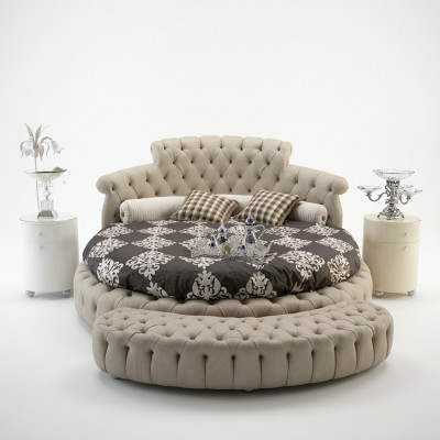 Rond bed Rond design bedden Lederen dubbel Hotel Luxe frame