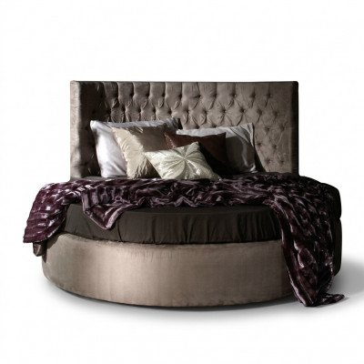 Ronde Chesterfield luxe ronde bed klassiek hotel fluweel textiel lederen bedden nieuw