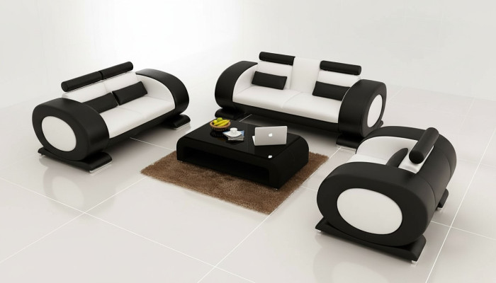 Bankstel leren bank bank bankstel set bank kussen bank 3-delig fauteuil zitsbank