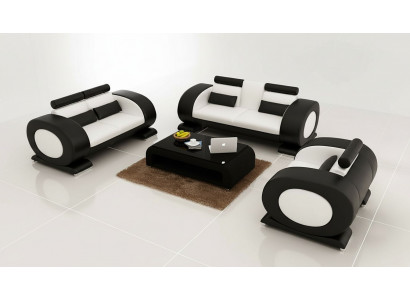 Bankstel leren bank bank bankstel set bank kussen bank 3-delig fauteuil zitsbank