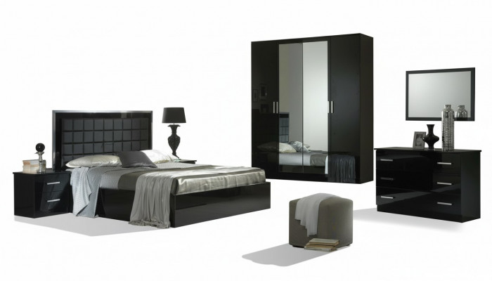Ontwerp slaapkamer 6-delig. Complete slaapkamerset Bed Nachtkastje Commode Nieuw