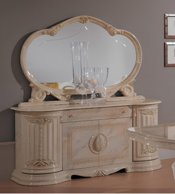 Luxe woon-eetkamer set 2-delig dressoir Klassieke vitrinekast Tafel