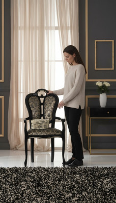 Houten stoel eetkamerstoel ontwerper textiel Koninklijke stoelen fauteuils Italië meubels