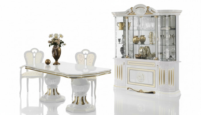 Eetkamer compleet set tafel dressoir set vitrine hout barok vitrines 2-delig