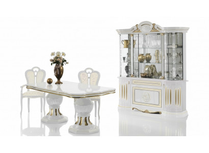 Eetkamer compleet set tafel dressoir set vitrine hout barok vitrines 2-delig