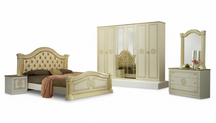 Design slaapkamer 3-delig. Bed 2x nachtkastje Klassieke luxe beddenset meubels