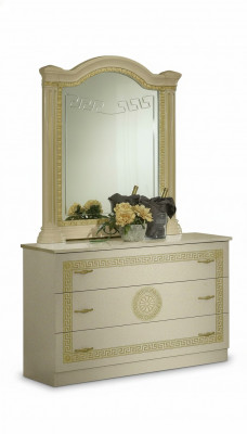 Spiegel ladekast kast laden slaapkamer set hout klassieke stijl 2-delig.