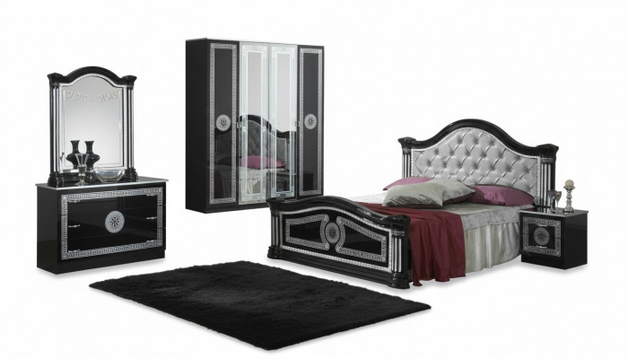 Bed 2x Nightstand 3-piece Bedroom Set Design Luxury Bedroom Chesterfield