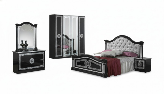 Zwarte slaapkamerset commode stijl beddengoed set 6-delig barok nieuw