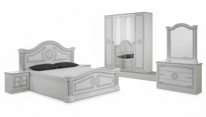 Ontwerp slaapkamer 3-delige set. Bed 2x nachtkastje Klassieke luxe beddenset meubels