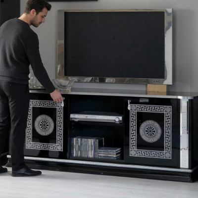 Zwart tv-standaard RTV-kast Lowboard meubilair tv-tafel design tv-kast