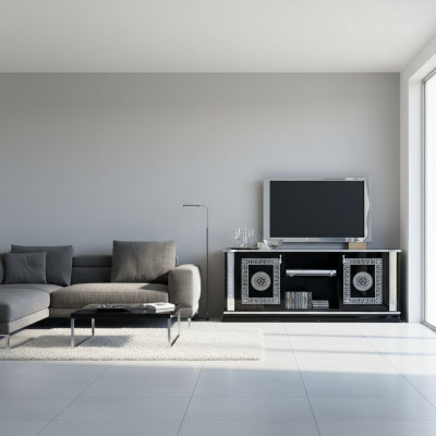 Zwart tv-standaard RTV-kast Lowboard meubilair tv-tafel design tv-kast