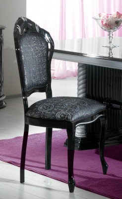 Stoel Zwart Zilver Ontwerp Woonkamer Eetkamer Hout Stoelen Bekleding Gemaakt in Italië