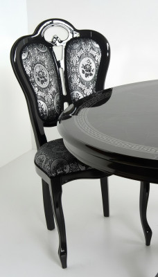 Stoel Zwart Zilver Ontwerp Woonkamer Eetkamer Hout Stoelen Bekleding Gemaakt in Italië