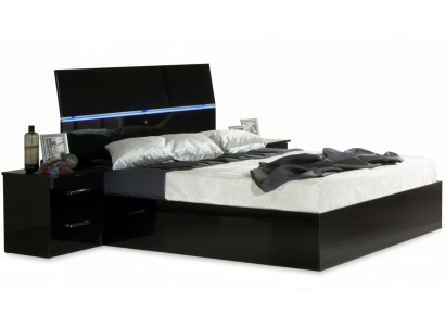 Ontwerp slaapkamer 3-delige set Bed 2x nachtkastje Luxe beddenset Meubels LED-verlichting