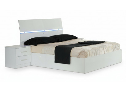 Tweepersoonsbed Bed 2x Nachtkastjes Houten Ontwerp Bedden Modern Stijl 3-delig LED Licht