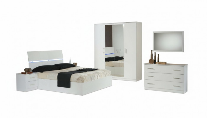 Ontwerp slaapkamer 6-delig Complete set Bed Nachtkastje Commode Spiegel Hout