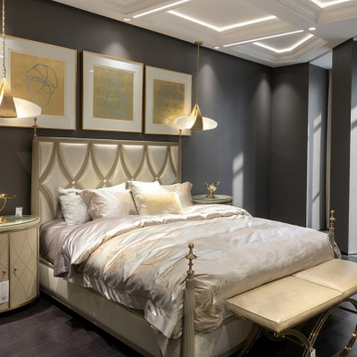 Klassiek bed barok rococo hotelbedden gestoffeerd bed tweepersoonsbed leer