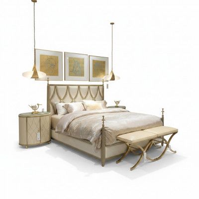 Klassiek bed barok rococo hotelbedden gestoffeerd bed tweepersoonsbed leer